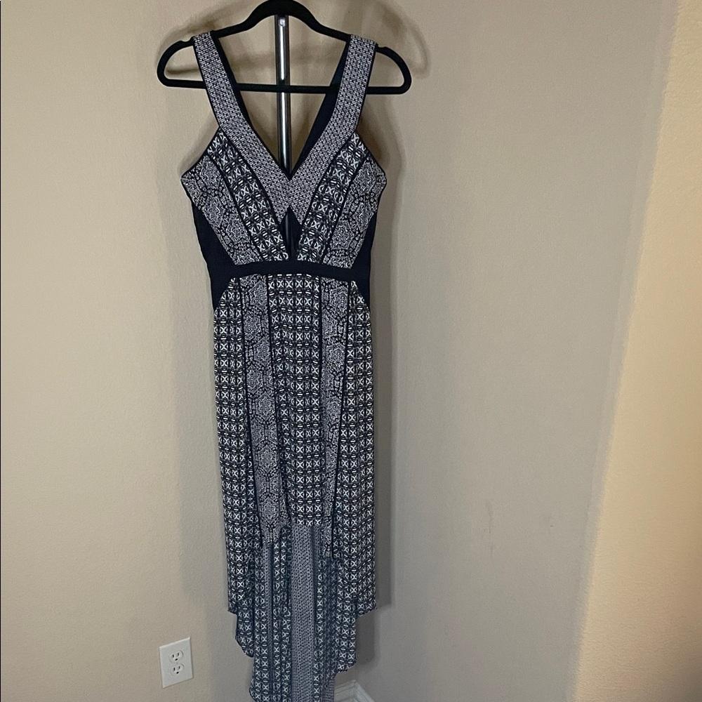 BCBGMaxAzria Black and White High-Low Dress